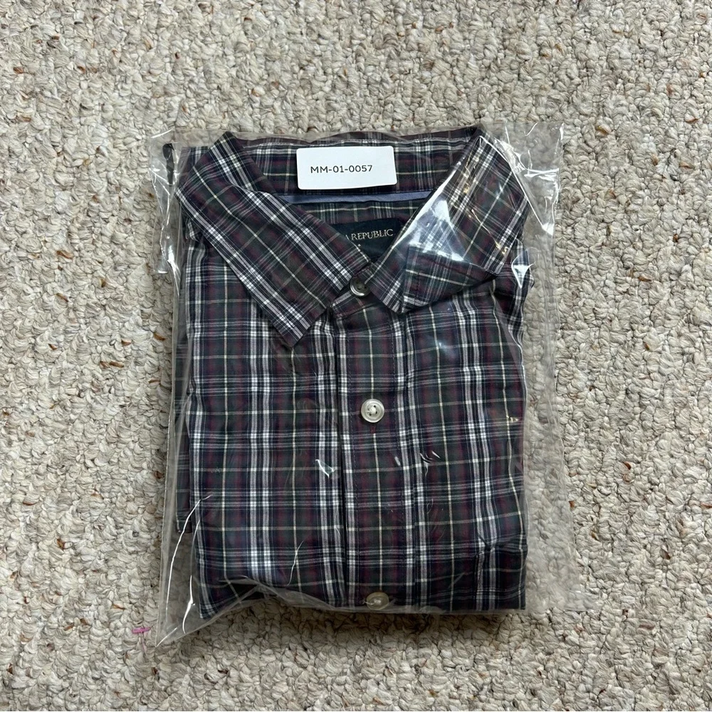 Banana Republic Plaid Dress Shirt Mens Small Cotton Button Up Collared Casual